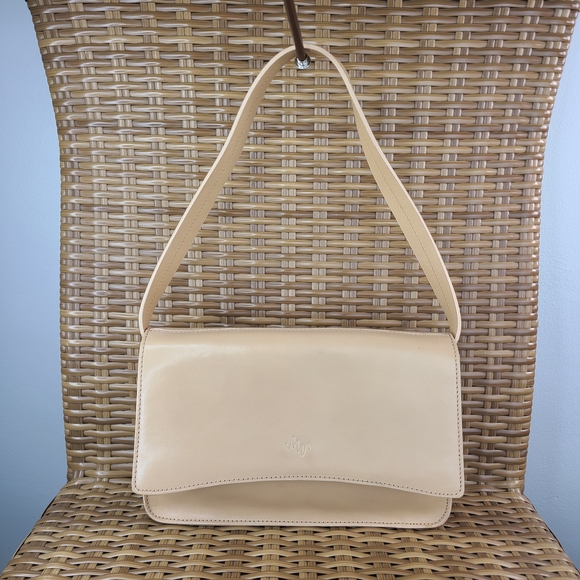 Monsac Original Handbag Purse Shoulder Bag Beige Genuine Leather NWOT - Picture 1 of 16